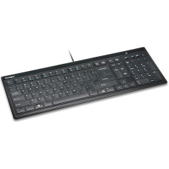 Kensington Advance Fit™ K72357DE Plakanā pilna izmēra tastatūra (DE), QWERTZ versija, 1,9 m kabeļa savienojums, ideāli piemērota mājas birojam, melnā krāsā