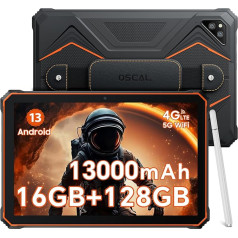 OSCAL Spider 8 āra planšetdators 10 collas, 16GB (8+8) + 128GB izturīgs planšetdators, P68 ūdensizturīgs planšetdators, 13000mAh/33W ātra uzlāde, astoņkodolu planšetdators Android 13, 16MP + 13MP, Dual SIM 4G LTE/5G