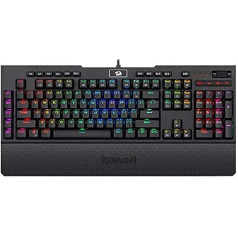 Redragon K586 RGB mehāniskā spēļu tastatūra 10 īpaši atvēlēti makro taustiņi Ērta multivides vadība un noņemams plaukstas balsts Sarkans slēdzis