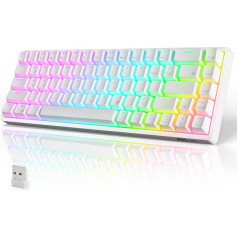 RK ROYAL KLUDGE RK G68 mehāniskā tastatūra Bezvadu 65% QWERTY ASV RGB spēļu tastatūra Bluetooth/2.4G/Wired PBT taustiņu vāciņi Noņemams rāmis, karsti nomaināms, zils slēdzis, balts