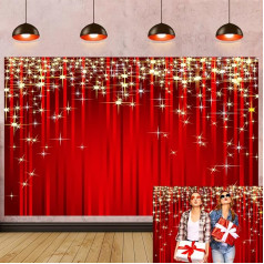 Red Photo Background 7 x 5 ft Glitter Golden Stars Red Valentine's Day Background Wedding Birthday Christmas Party Banner Accessories Children's Portrait Photo Studio Wall Decoration