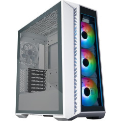 Cooler Master MasterBox 520 PC korpuss - Mid Tower ATX korpuss, 4 x iepriekš uzstādīti ventilatori, vairākas gaisa plūsmas konfigurācijas, rūdīta stikla priekšējais un sānu panelis, ARGB kontrolieris - balts