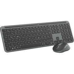 Logitech MK950 Signature Slim bezvadu tastatūras un peles komplekts, plāns dizains, klusa rakstīšana, trīs ierīču pārslēgšana, Bluetooth, vairākas operētājsistēmas, Windows, Mac, DEU QWERTZ izkārtojums, grafīts