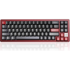 YUNZII AL71 68% mehāniskā tastatūra, pilnībā no alumīnija, CNC, ar karstās maiņas gredzenu, 2.4GHz bezvadu BT5.0/USB-C vadu spēļu tastatūra, NKRO RGB, Win/Mac (sarkana, ar kristālbaltu slēdzi)