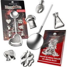 WEIDEBACH® Fun Tin Casting Set, Lead Casting Alternative Including Book with Over 500 Interpretations, Non-Toxic Tin Casting as a New Year's Eve Game, Environmentally Friendly Tin Casting Set, Tin