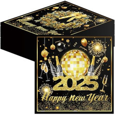 Servietten Happy New Year Silvester Deko Neujahr Tischdeko Schwarz Gold Silvester Servietten Neujahr Party Dekoration Einweg Neujahr Papierservietten 33x33cm Silvester Party Supplies (80Stück)