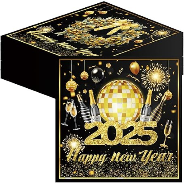 Servietten Happy New Year Silvester Deko Neujahr Tischdeko Schwarz Gold Silvester Servietten Neujahr Party Dekoration Einweg Neujahr Papierservietten 33x33cm Silvester Party Supplies (80Stück)