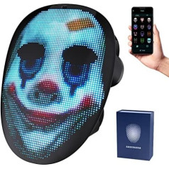 Dufuso LED maska, Helovīna maskas Wi-Fi, atbalsta lietotni, pielāgo tekstus, attēlus un video, spīdoša LED maska, Helovīna kostīms, vīriešu/sieviešu, Cosplay, ar žestu sensoru