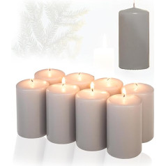 Candelo 8 sveču komplekts Ziemassvētku atmosfēras svecēm - pelēks - 5,8 cm x 12 cm - Adventes sveces Ziemassvētku dekorēšanai - Ziemassvētku sveces Adventes vainagam