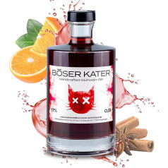 Böser Kater Glühwein Gin - Heiße Mieze, Glühpunsch trifft Gin, Ideal für winterliche Cocktails mit Geschmack, Die perfekte Geschenkidee, Handgemacht mit kleiner Auflage, 0,5l 17% Vol