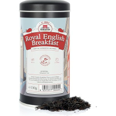 Hansefein Royal English Breakfast Black Tea Broken 130 g aromātiskā skārdenē Melnā tēja kā tējas dāvana vai tējas komplekts, lai baudītu perfektu tējas dāvanu komplektu tējas kastītē