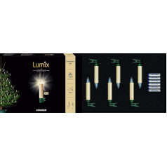 KRINNER Lumix Lumix Ivory Superlight Mini Wireless Power LED Ziemassvētku eglīšu sveču komplekts no 6 (iekštelpās un ārpus telpām IP44) ABS plastmasa 1,5 x 1,5 x 9 cm