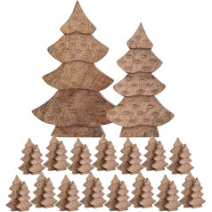 kreatives Wohnen Dekofigur Baum 2er Set Holzfigur H23/20cm Masterbox 16-teilig Weihnachtsdekoration Mangoholz