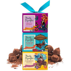 Monty Bojangles šokolādes konfektes ar kakao smidzinātām trifelēm (3 x 100 g) - 3 luksusa dāvanu iepakojumi - Choccy Scoffy, Scrumple Nutty un Flutter Scotch - lieliska šokolādes dāvana