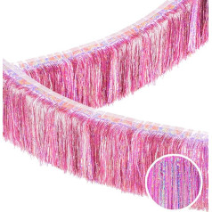 Glitter rozā pušķu virtene ballīšu dekorēšanai, 4 slāņu bieza 2 Pack | LILF folijas bārkstis pušķi virtene Tinsel Streamers kāzu dzimšanas dienas vistu ballītei dekorēšanai Mājas dekori