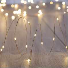 DecoKing 4 x 50 LED Micro Fairy Lights Microled uz sudraba stieples 4 x tālvadības pults Warm White Static Battery Operated Top