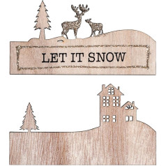 Rayher 46561000 Ziemassvētku rotājums no koka, divdaļīgs, ar filigrāna motīviem un tekstu: Let It Snow, 11 x 6,2 cm, koka rotājums, ar filigrimentu un rotājumu un dekoratīvo dekoru, 11 x 6,2 cm.