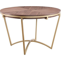 Meridian Furniture Eleanor kolekcijas modernais valriekstu finiera pusdienu galds ar slīpēta zelta pamatni dabīgā krāsā, 46 