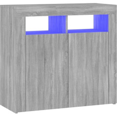 Vidaxl Sonoma Bufete ar LED apgaismojumu, Bufetes sānu skapītis, Kumode, Universāls skapis, pelēks Sonoma 80 x 35 x 75 cm