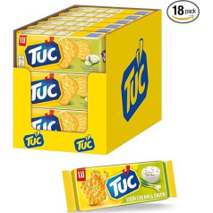 TUC Sour Cream & Onion 18 x 100 g - Smalki sālīti našķi ar skāba krējuma un sīpolu garšu
