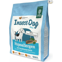 Green Petfood InsectDog Hypoallergenic (5 x 900 g) | Pieaugušajiem | Premium sausā barība pieaugušiem alerģiskiem suņiem | ar kukaiņu olbaltumvielām | bez graudaugiem | ilgtspējīga barība suņiem | 5 iepakojumos