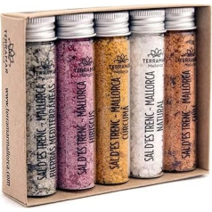 Terramar Mallorca - Sal Marina Gourmet Salts, Set of 5 Sea Salt from Mallorca Perfect Spices Gift Set Salt Set (5 x 20 g)