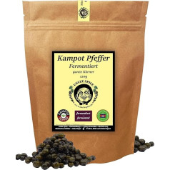 UNCLE SPICE® Fermentēti Kampotas pipari - 120 g īstu Kampotas piparu - augstākās kvalitātes - veselas svaigas zaļo piparu ogas, īsti zaļie pipari no Kambodžas