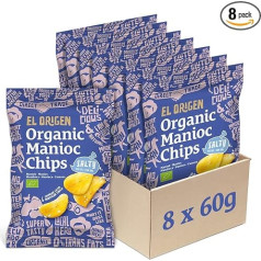 el origen Organic Cassava Chips with Sea Salt Pack of 8 x 60 g