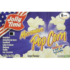 JOLLY TIME Microwave Popcorn Sugar, Microwave Popcorn with Sugar, USA Classic Popcorn for the Microwave, Microwave Popcorn Sweet, Pack of 6 (6 x 300 g)