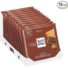 Ritter Sport kraukšķīgs cepums (11 x 100 g), piena šokolāde ar cepumu un piena kakao krēmu, šokolāde ar sviesta cepumu, kraukšķīgs šokolādes batoniņš