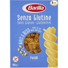 5 x Barilla Fusilli 400 g makaronu nūdeles bez lipekļa