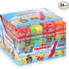 Flic'n'lic Tropical Lollipops, 24 gab., 336 g, dubultā augļu garša