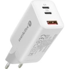 Lādētājs usb/usb-c qc4+ 65w gan tehnoloģija balts