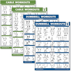4 x 4 x Cable Machine Training plakāti Band 1 un 2 ar hanteles vingrinājumiem Lamināta 18 
