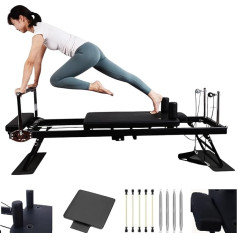 aixizi Salokāms Pilates Reformer mašīna, pagarināts Pilates aprīkojums mājas treniņiem, Reformer Pilates tērps ar atspēriena dēli, 4 sakausējuma tērauda atsperes un 5 elastīgas lateksa caurules