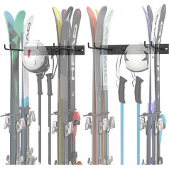 WALMANN Garage Ski Holder, Indoor Ski Hangers for Home, Shed Storage, Wall Mounted, Ski Holder, Holds up to 8 Pairs of Skis