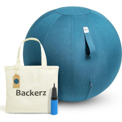 Backerz® Sēdošā bumba 65 cm - Ergonomiskas sēdvietu mēbeles birojam un mājas birojam - izturīga auduma, vingrošanas bumba - fitnesa bumba, bumba krēsls ar bumbu spilventiņu - mazgājams lina pārvalks - Darkteal