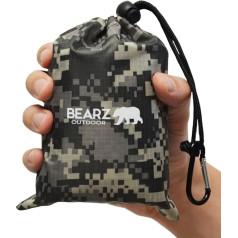 BEARZ Outdoor Travel Blanket - kabatas izmēra pludmales sega, kempinga sega, ūdensizturīga piknika sega, smilšu pludmales paklājs - kempinga piederumi un festivālu pārgājienu aksesuāri (Camo)