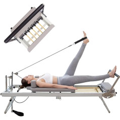 HLGKBY Pilates Reformer ierīce mājās un sporta zālē, salokāms Pilates Reformer mājas iekštelpu vingrošanas aprīkojums, personīgais iekštelpu sporta aprīkojums ar 5 pretestības kabeļiem