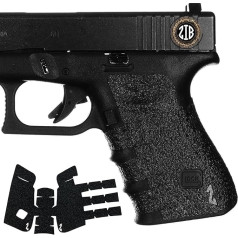 ZIB GRIPS pašlīmējoša šaujamieroča roktura lente, kas saderīga ar Glock 19, 23, 25, 32, 38 | Gen 3, 2 vai 1 | Gumija, melna, Glock piederumi, ar Glock saderīgas šaujamieroča rokturi, maksimālam komfortam un ērtībai.