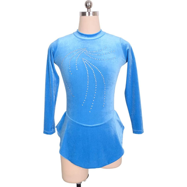 YDHTIZ Lyriska Sievietes Pieaugušo daiļslidošana kleita samta garām piedurknēm Rhinestone vingrošana Jersey Activewear Konkurence Training Athletic Female