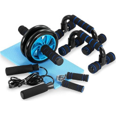 TOMSHOO Abdominal Roller Fitnesa aprīkojuma komplekts, mājas trenažieru zāles sporta aprīkojums ar vēdera trenažieri, Push-Up rokturi, ceļa paklājiņš, izlaist, roku trenažieris, ideāli piemērots vīriešiem un sievietēm, lai vingrinātu mā