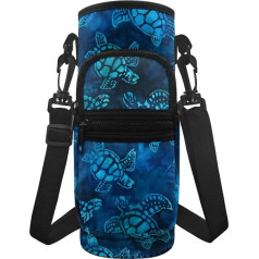 Renewold Blue jūras bruņurupucis drukāt ūdens pudele pārvadātājs Bag pudele Bag turētājs Regulējams plecu siksna 2 Zip kabatas Sling Sleeve Case Case Cover Sporta un āra atpūtas aksesuāri