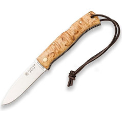 Joker Bushcraft ARTICA NL156 sulankstomas peilis su grūdinto beržo medžio rankenomis, 8 cm 14c28n ašmenimis, skirtas žvejybai, medžioklei, stovyklavimui ir žygiams