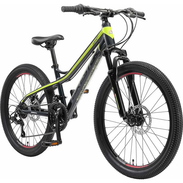 Bikestar Alumīnija kalnu velosipēds bērniem no 9 līdz 14 gadu vecumam | 24 collu riepas, 21 ātruma Shimano pārnesumi, V-bremzes, amortizācijas dakša | Bērnu velosipēds