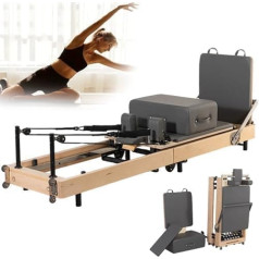 COYEUX Salokāms Pilates Reformer mašīna Koka Pilates Reformer mašīna Stiepšanās līdzsvara vingrinājumu treniņš Reformer ķermeņa izturība