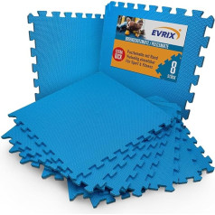 EVRIX® Grīdas aizsardzības paklājiņš Blue Fitness Extra Thick (20 % lielāka aizsardzība) - 8 gabali (50 x 50 cm) - sporta paklājiņš sporta paklājiņš baseina paklājiņš jogas paklājiņš fitnesa paklājiņš grīdas paklājiņš sporta zā