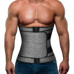 Vīriešu treniņu vidukļa trenažieris neoprēna korseti pirts sviedru trimeris vēdera vēderam ar jostu, Gery Waist Trainer ar rāvējslēdzēju, XX-Large, Gery Zip Waist Trainer, xxl