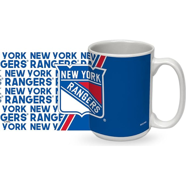 Rico Industries NHL hokeja kluba New York Rangers 15oz keramikas krūze, balta