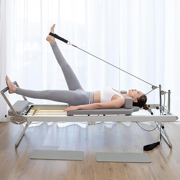 Pilates reformators, salokāms Pilates reformators, Pilates studijas mašīna, Pilates reformators mājai, regulējama Pilates gulta, vingrošanas jogas aprīkojums